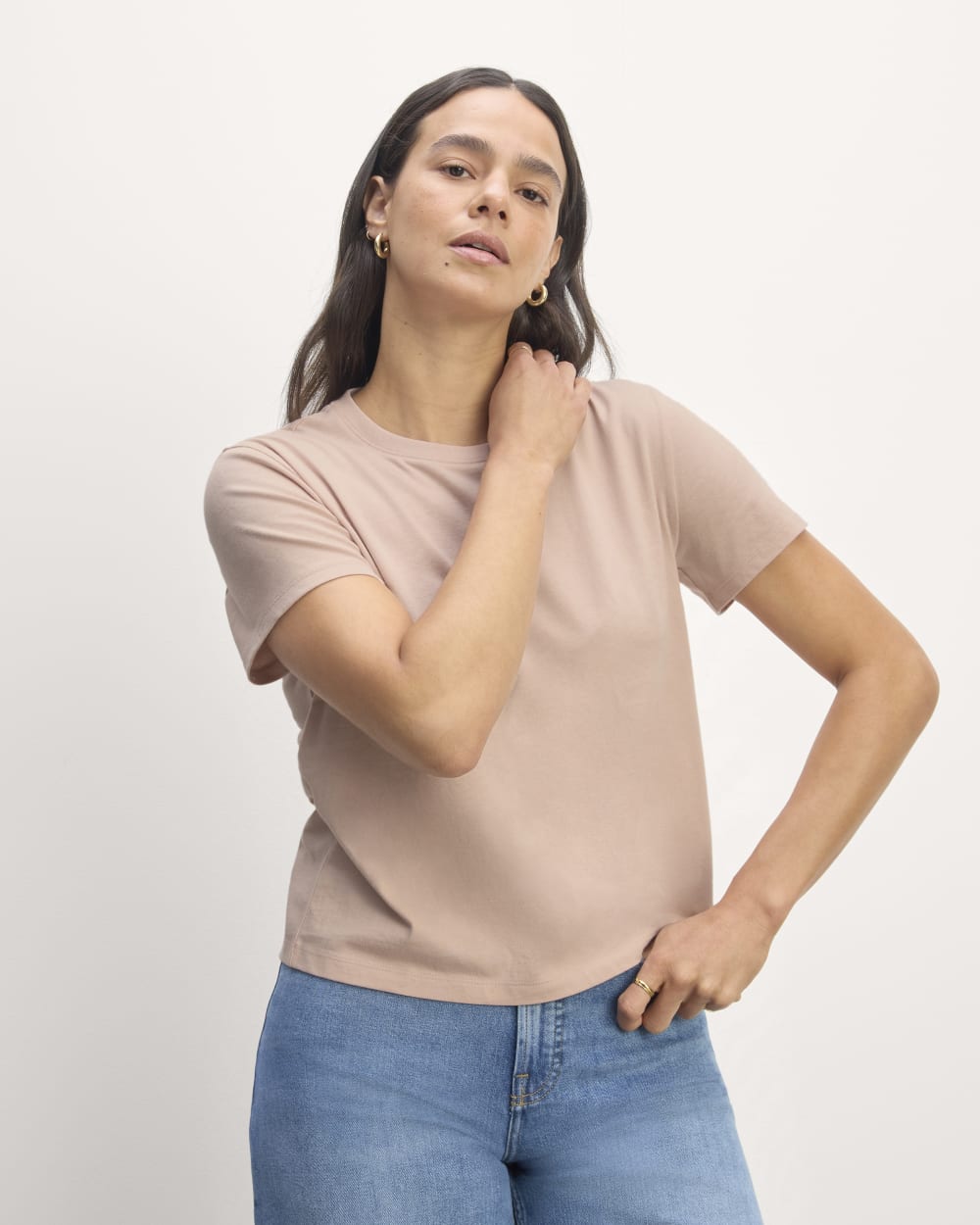The Box-Cut Tee in Essential Cotton | Rose Smoke  | No Pocket