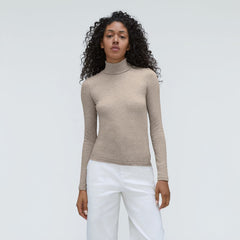 The Luxe Rib Turtleneck | Heathered Meringue