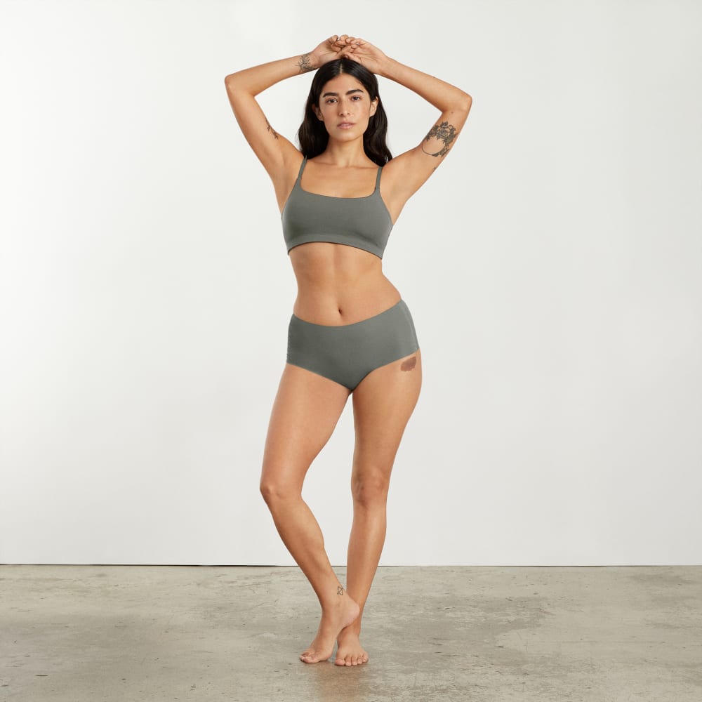 The Invisible Square-Neck Bralette | Pewter Green