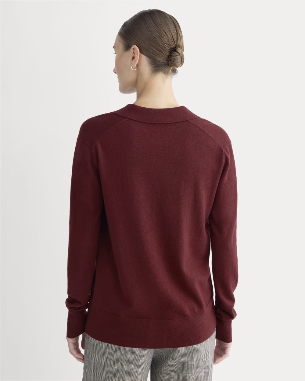 Oversized Polo Sweater in Cotton Merino | Deep Red