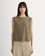 The Muscle Tee in Cotton Linen | Deep Taupe