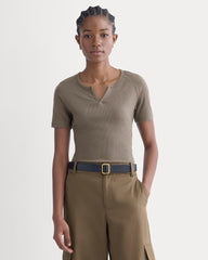 The Shimmy V-Neck Top | Taupe