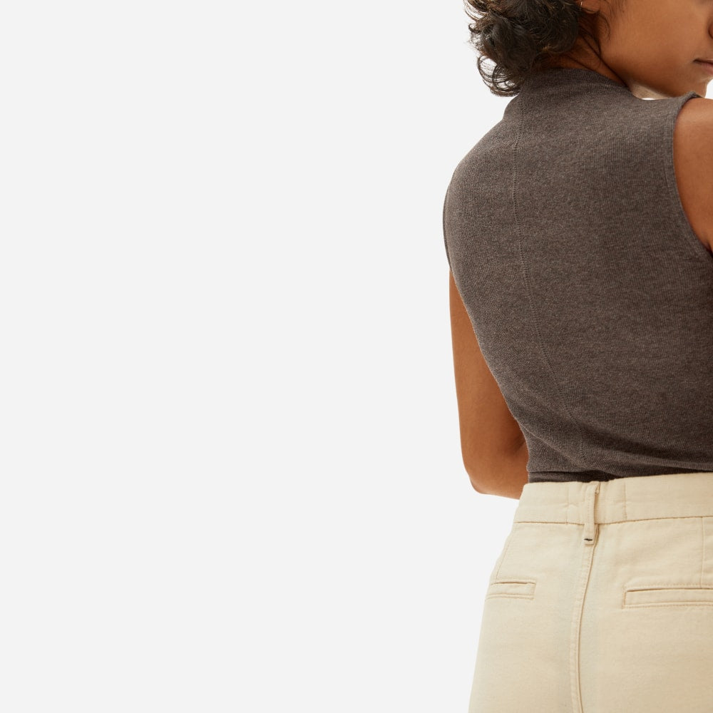 The Pima Micro-Rib Funnel-Neck Tank | Heathered Fatigue