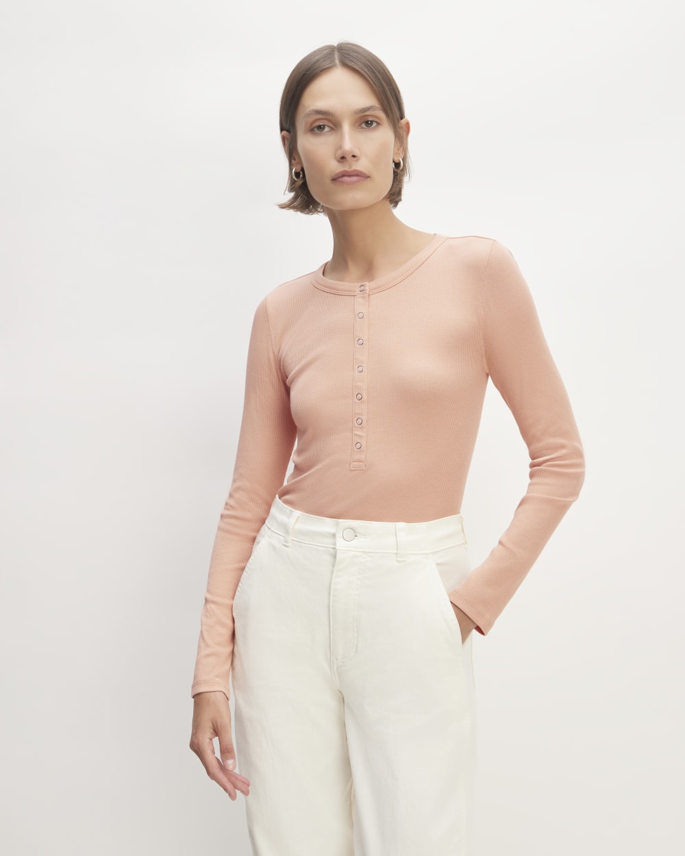 The Luxe Rib Henley | Blush Pink