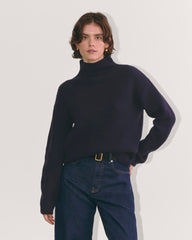 The Fisherman Turtleneck in Wool Cashmere | Navy